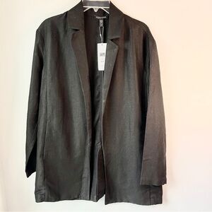 NWT Eileen Fisher Linen Blend Open Blazer – Black XS